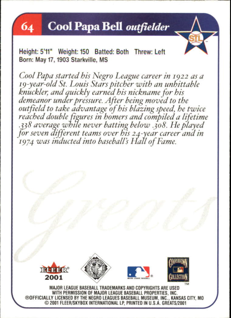2001 Greats of the Game (Fleer) Baseball "Main Set" Cards - Picture 127 of 259