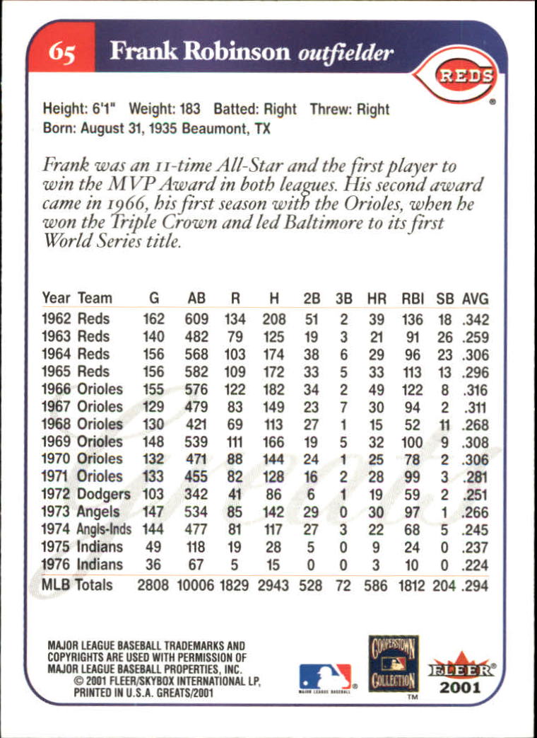 2001 Greats of the Game (Fleer) Baseball "Main Set" Cards - Picture 129 of 259
