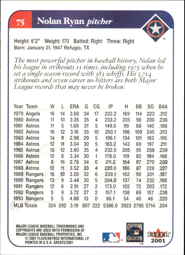 2001 Greats of the Game (Fleer) Baseball "Main Set" Cards - Picture 149 of 259