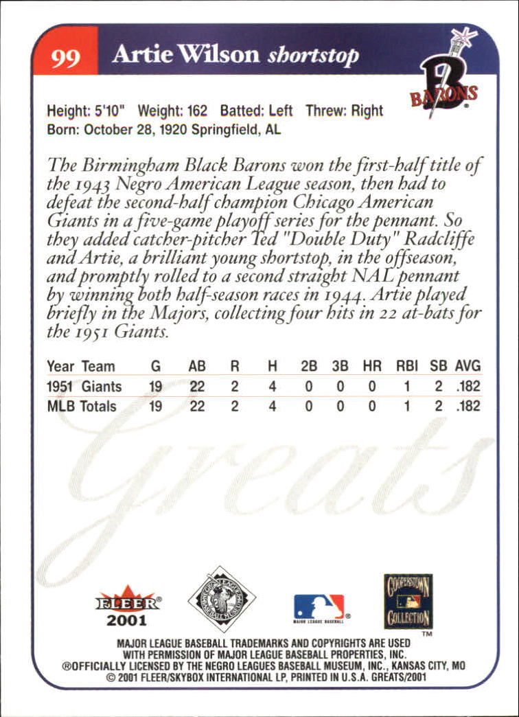 2001 Greats of the Game (Fleer) Baseball "Main Set" Cards - Picture 195 of 259