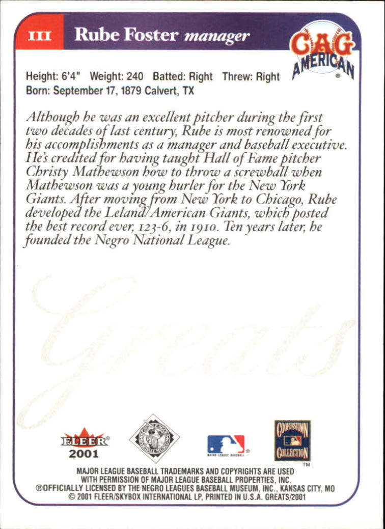 2001 Greats of the Game (Fleer) Baseball "Main Set" Cards - Picture 211 of 259