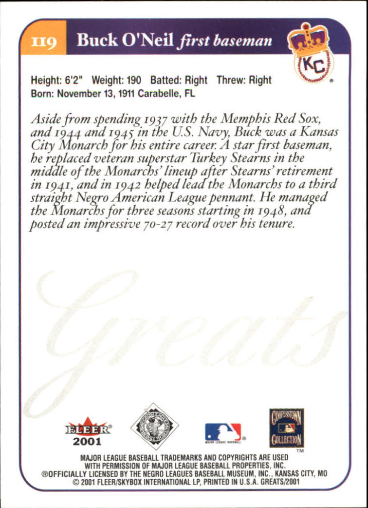 2001 Greats of the Game (Fleer) Baseball "Main Set" Cards - Picture 225 of 259