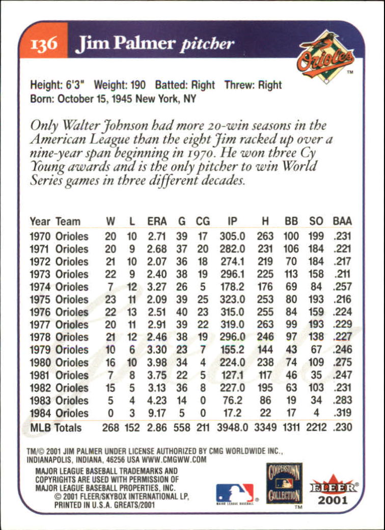 2001 Greats of the Game (Fleer) Baseball "Main Set" Cards - Picture 257 of 259