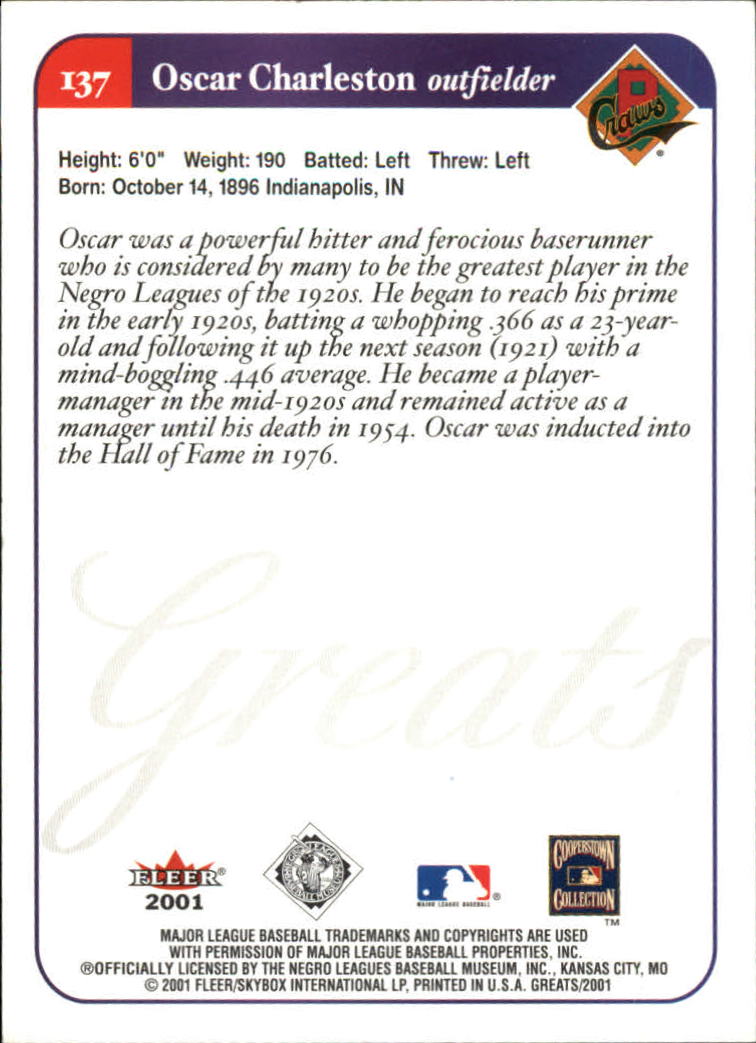 2001 Greats of the Game (Fleer) Baseball "Main Set" Cards - Picture 259 of 259