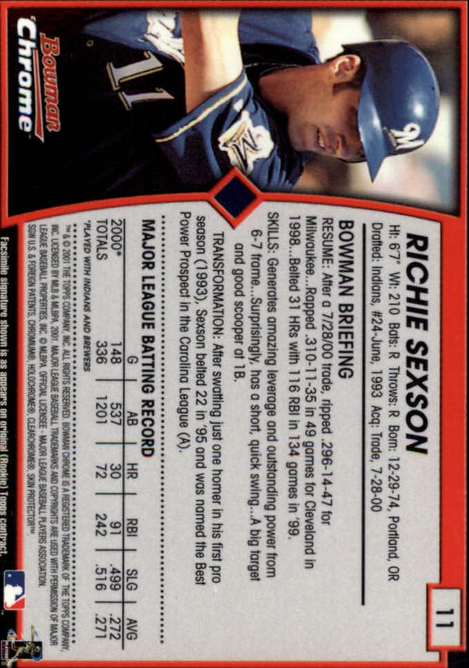 2001 Bowman Chrome Baseball YOU PICK - Bild 19 von 411