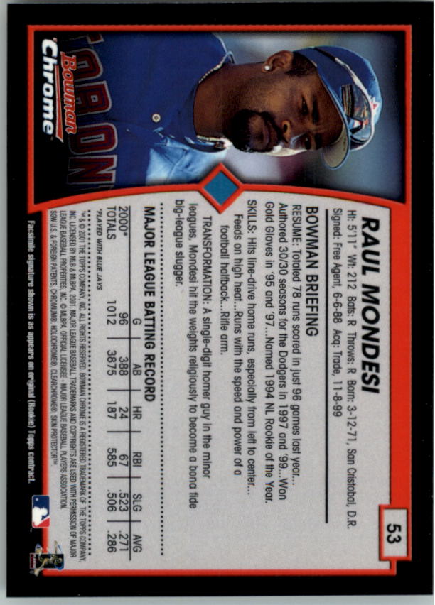2001 Bowman Chrome Baseball YOU PICK - Bild 87 von 411