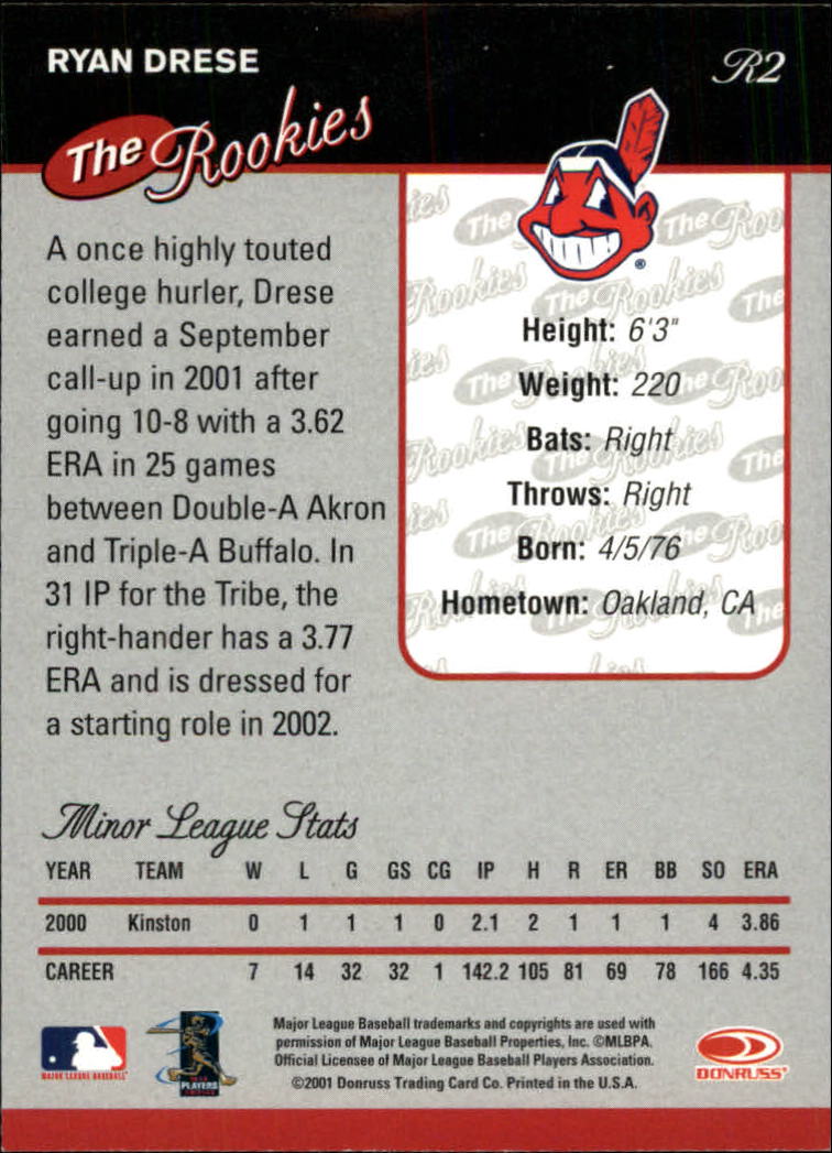 2001 Donruss Rookies Baseball Card Pick - Picture 3 of 112