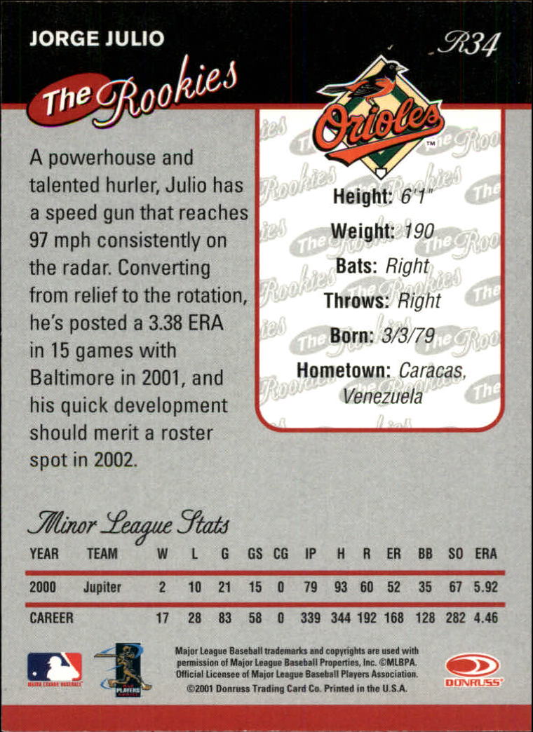 2001 Donruss Rookies Baseball Card Pick - Picture 37 of 112
