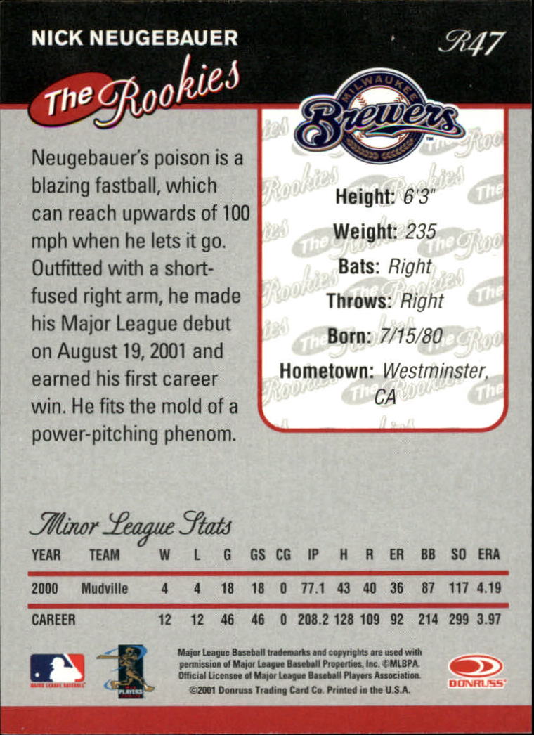 2001 Donruss Rookies Baseball Card Pick - Picture 51 of 112