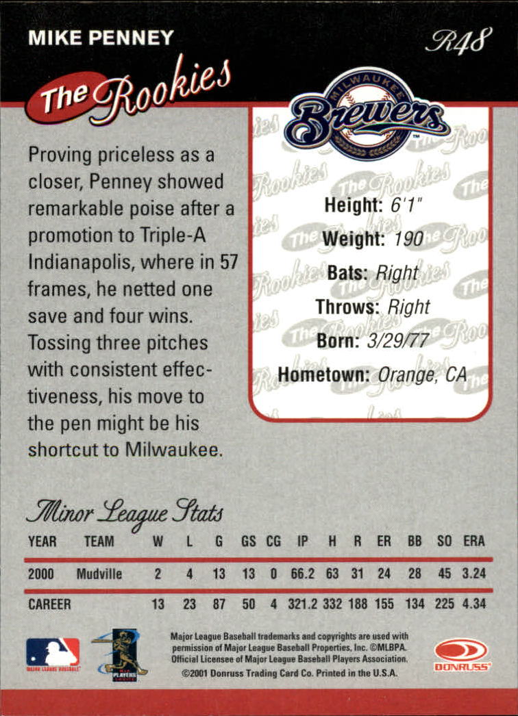2001 Donruss Rookies Baseball Card Pick - Picture 53 of 112
