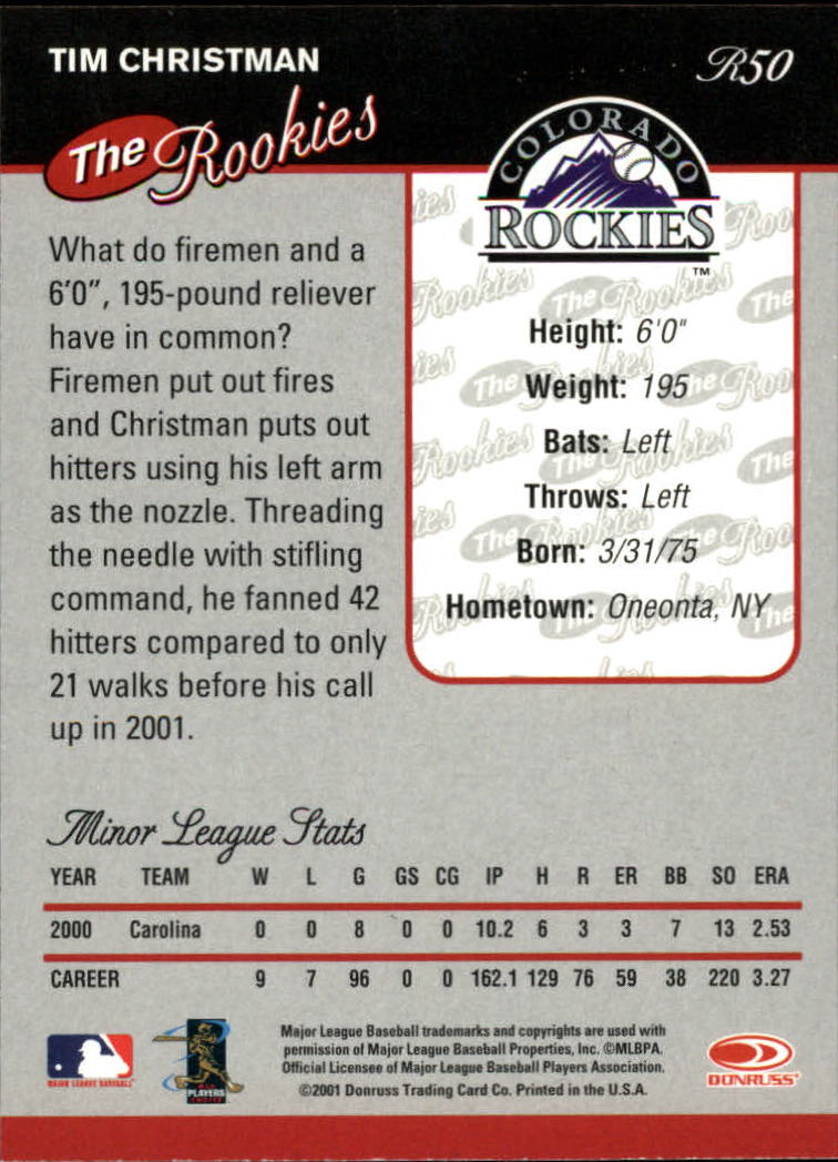 2001 Donruss Rookies Baseball Card Pick - Picture 57 of 112