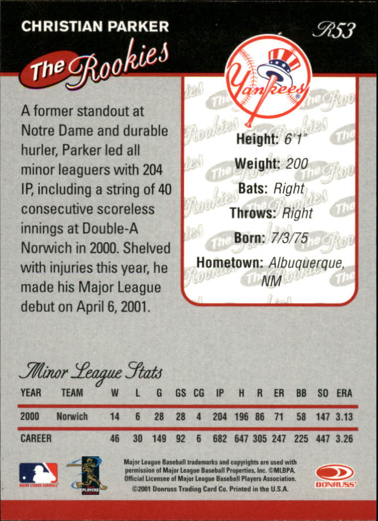2001 Donruss Rookies Baseball Card Pick - Picture 61 of 112