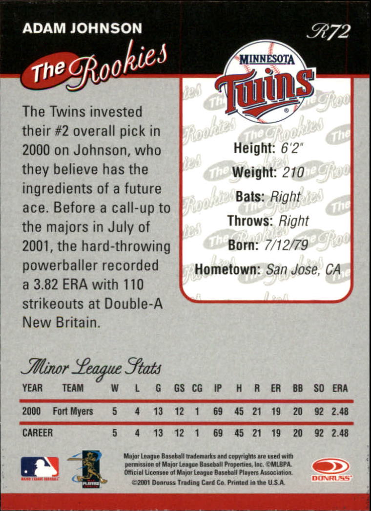 2001 Donruss Rookies Baseball Card Pick - Picture 75 of 112