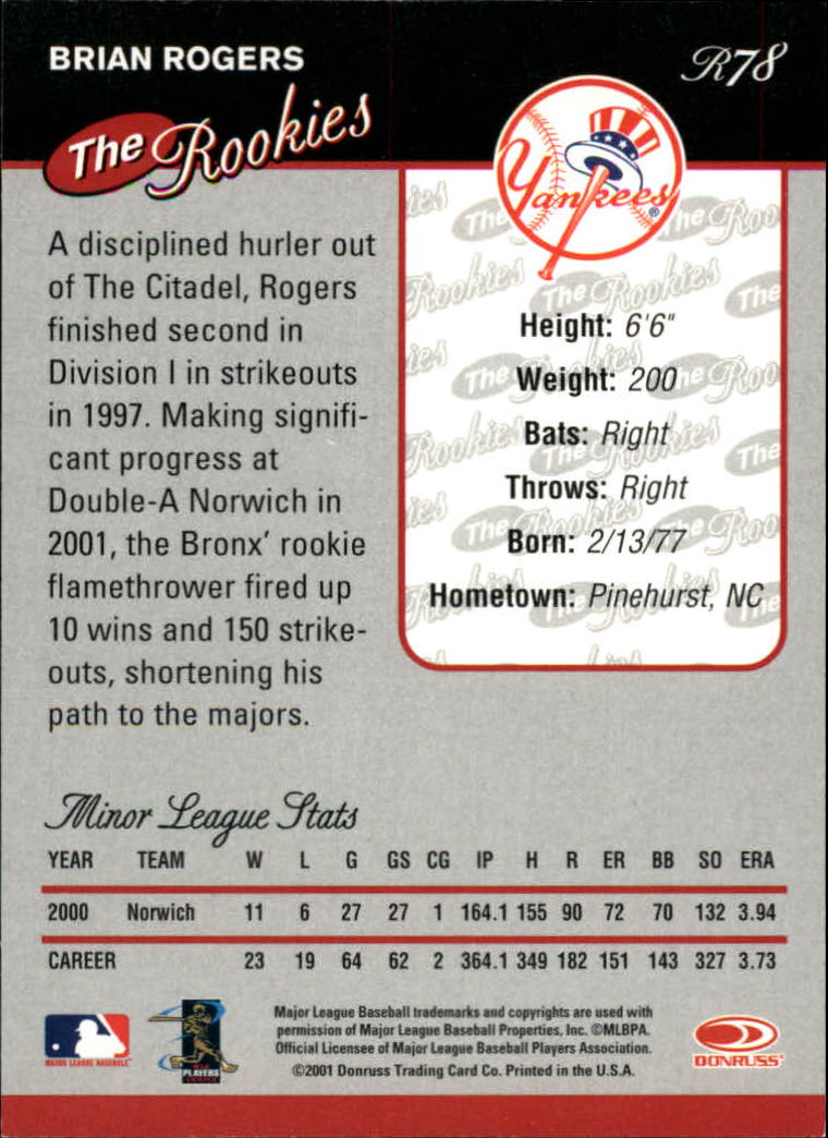 2001 Donruss Rookies Baseball Card Pick - Picture 83 of 112