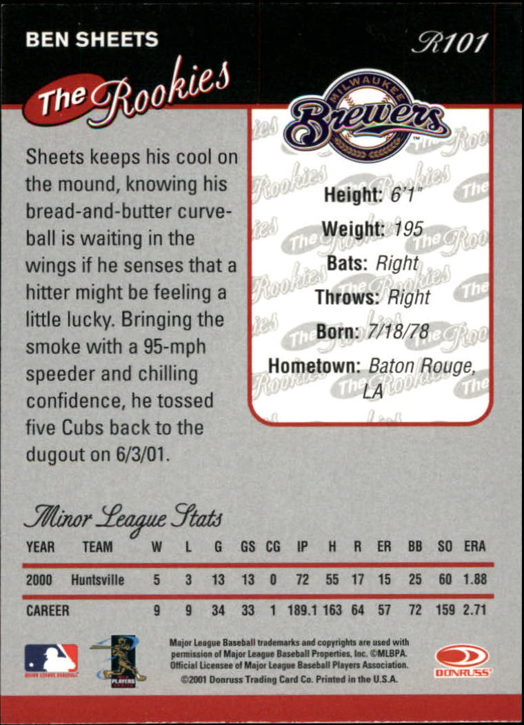 2001 Donruss Rookies Baseball Card Pick - Picture 107 of 112
