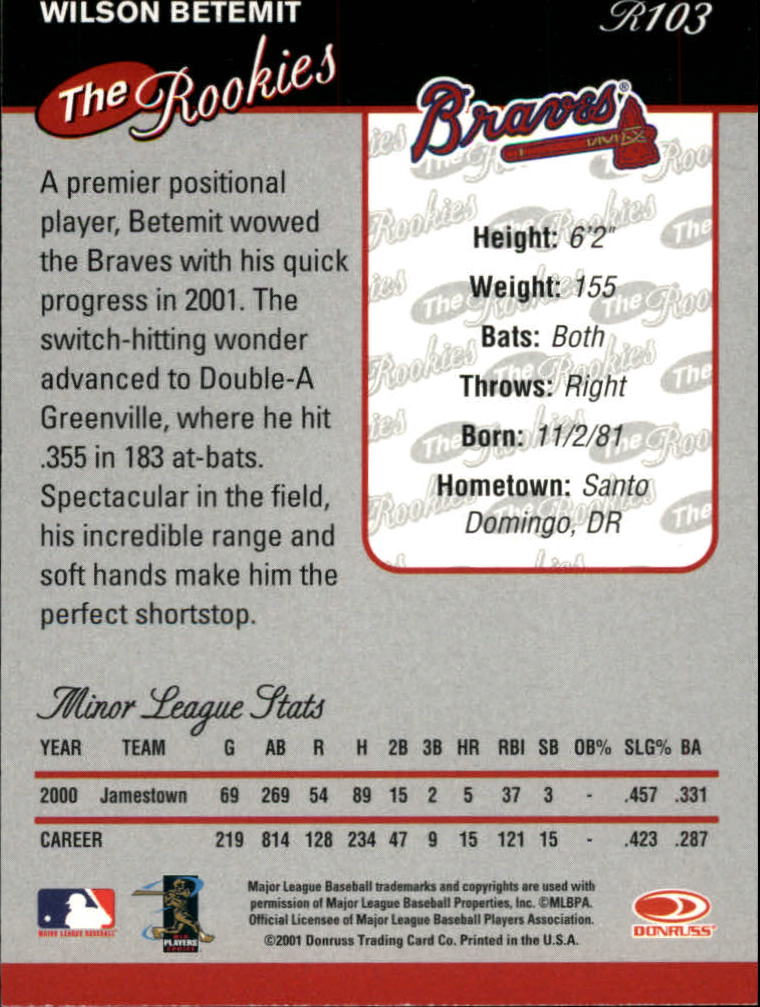 2001 Donruss Rookies Baseball Card Pick - Picture 110 of 112