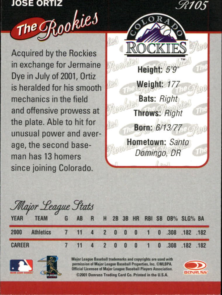 2001 Donruss Rookies Baseball Card Pick - Picture 112 of 112