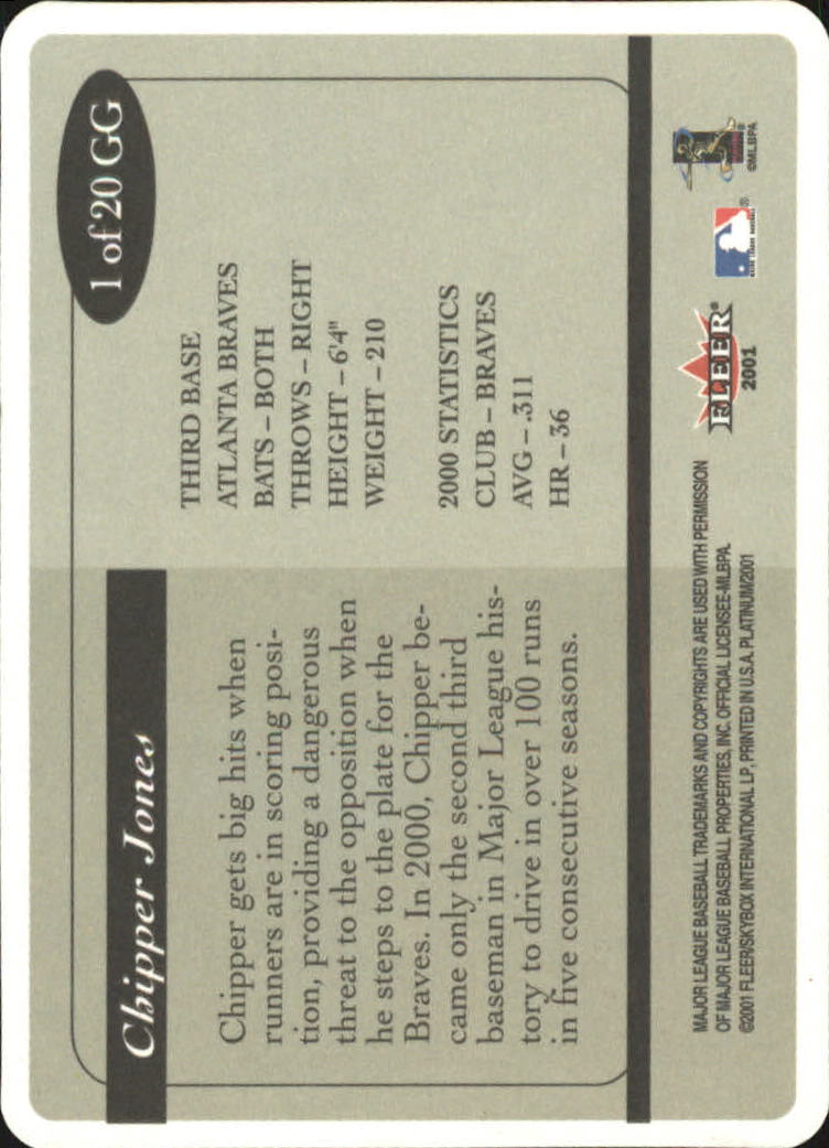 Carte Fleer Platinum Baseball 2001 "Inserto, gioco usato e parallelo" - Foto 5 di 28