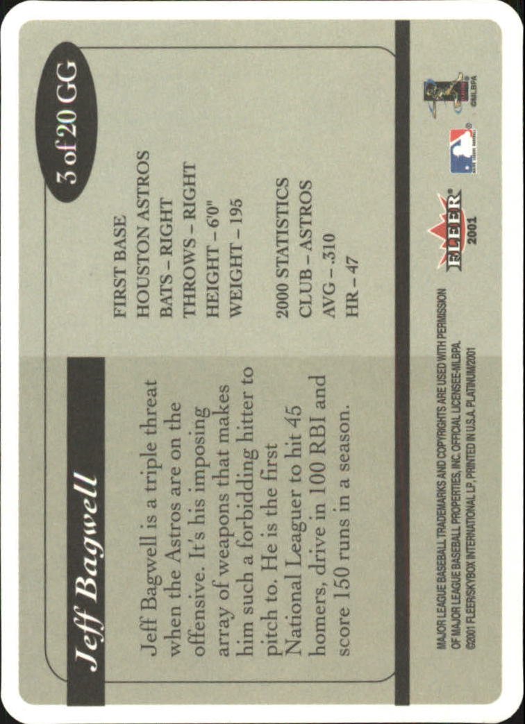 Carte Fleer Platinum Baseball 2001 "Inserto, gioco usato e parallelo" - Foto 7 di 28