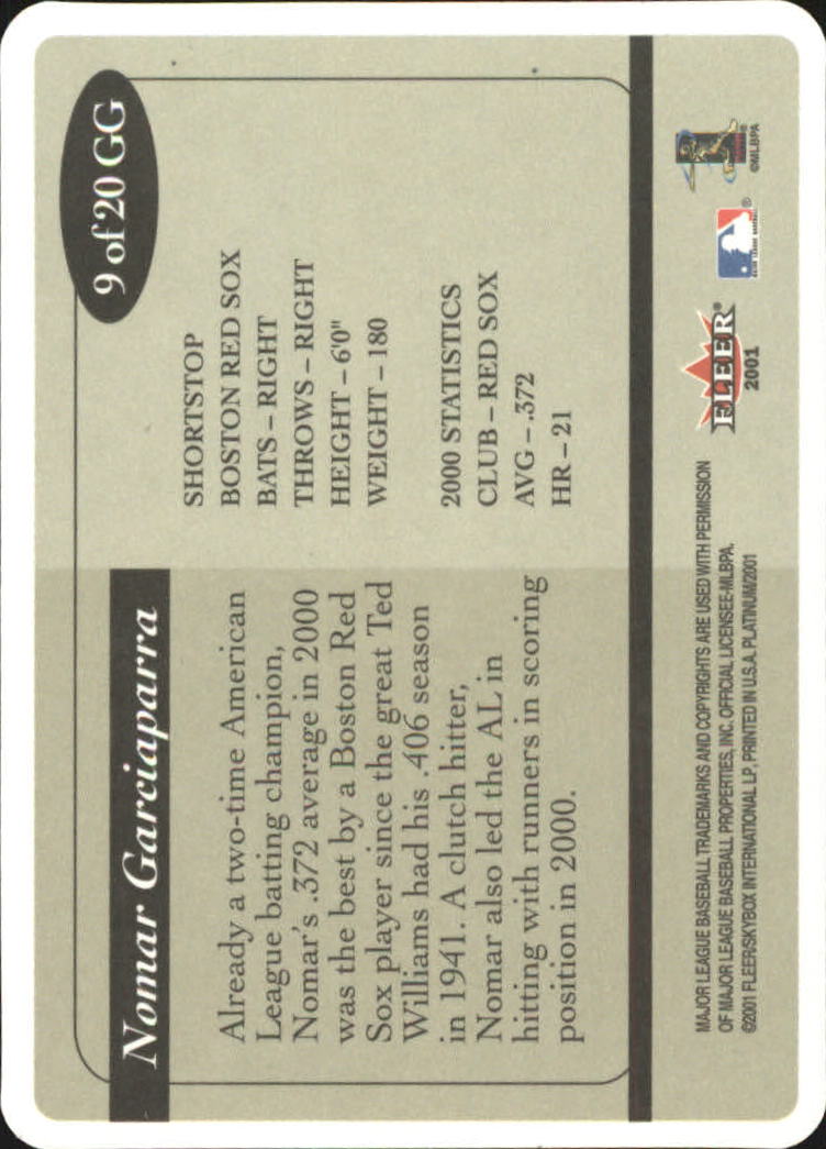 Carte Fleer Platinum Baseball 2001 "Inserto, gioco usato e parallelo" - Foto 9 di 28