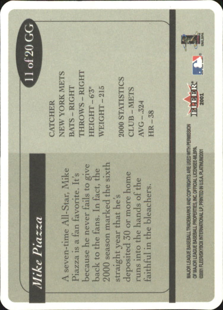 Carte Fleer Platinum Baseball 2001 "Inserto, gioco usato e parallelo" - Foto 11 di 28