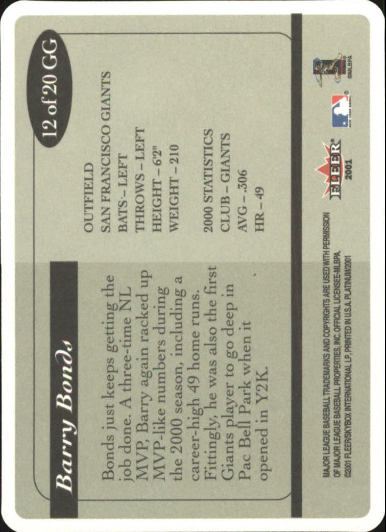 Carte Fleer Platinum Baseball 2001 "Inserto, gioco usato e parallelo" - Foto 13 di 28