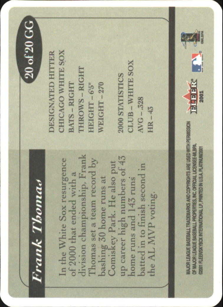 Carte Fleer Platinum Baseball 2001 "Inserto, gioco usato e parallelo" - Foto 15 di 28