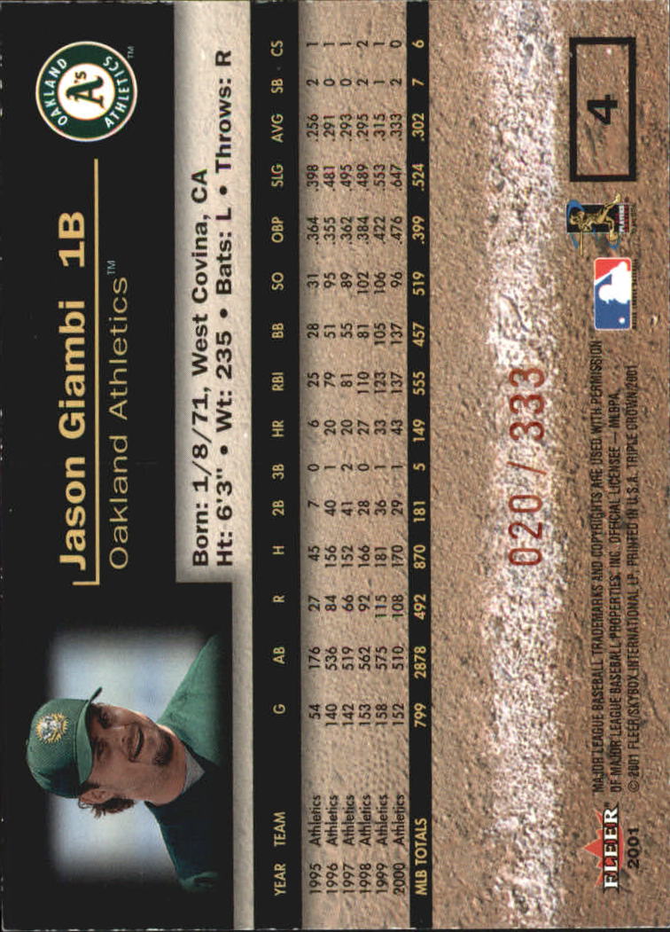 2001 Fleer Triple Crown Baseball "Insert and Parallel" Cards - Picture 37 of 39
