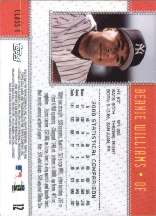 2001 Topps Gold Label Baseball - Picture 17 of 183