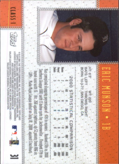 2001 Topps Gold Label Baseball - Picture 33 of 183