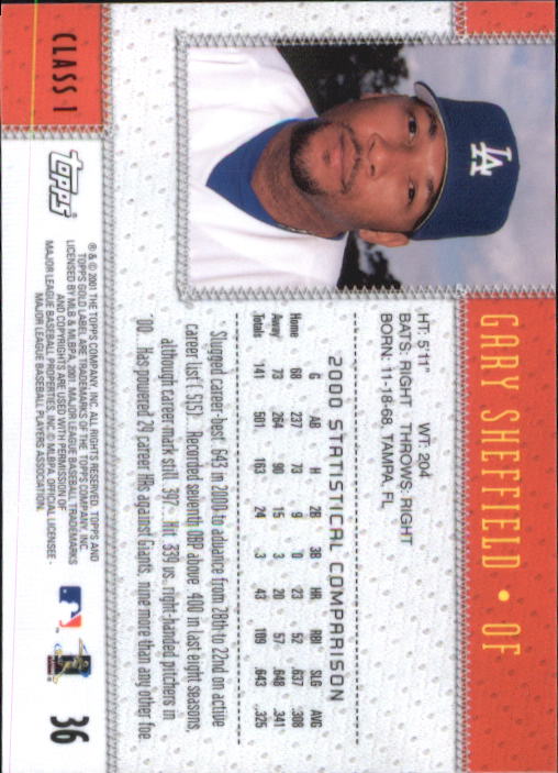 2001 Topps Gold Label Baseball - Picture 39 of 183