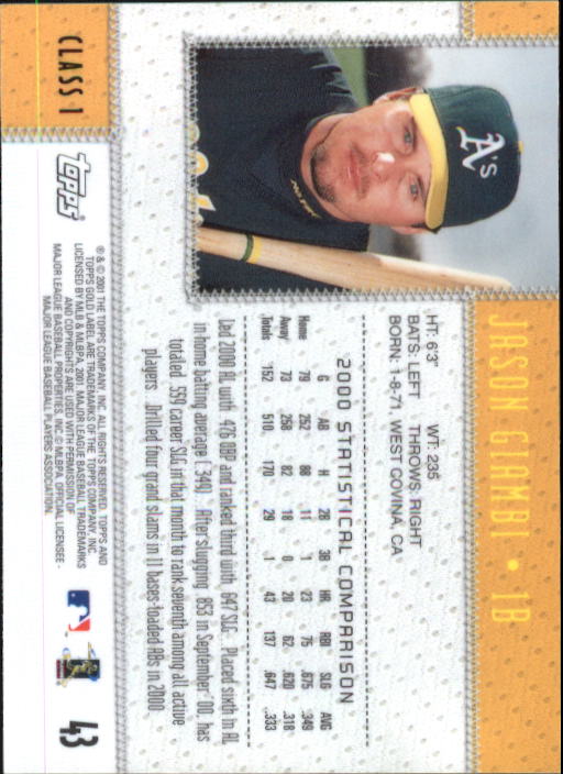 2001 Topps Gold Label Baseball - Picture 51 of 183