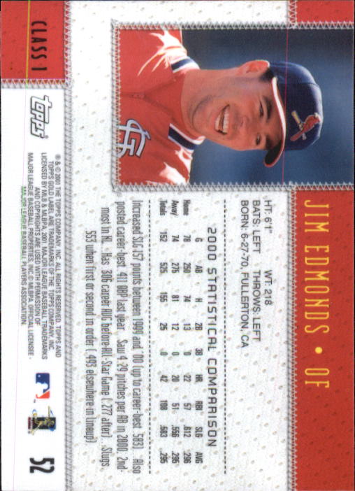 2001 Topps Gold Label Baseball - Picture 63 of 183