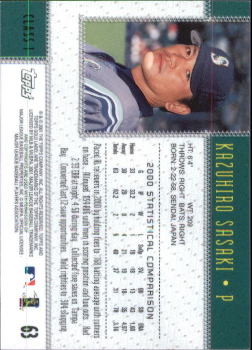 2001 Topps Gold Label Baseball - Picture 77 of 183