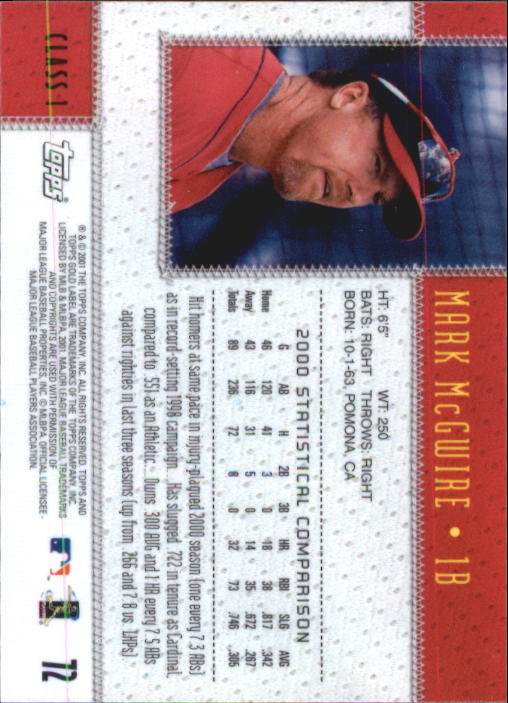2001 Topps Gold Label Baseball - Picture 93 of 183