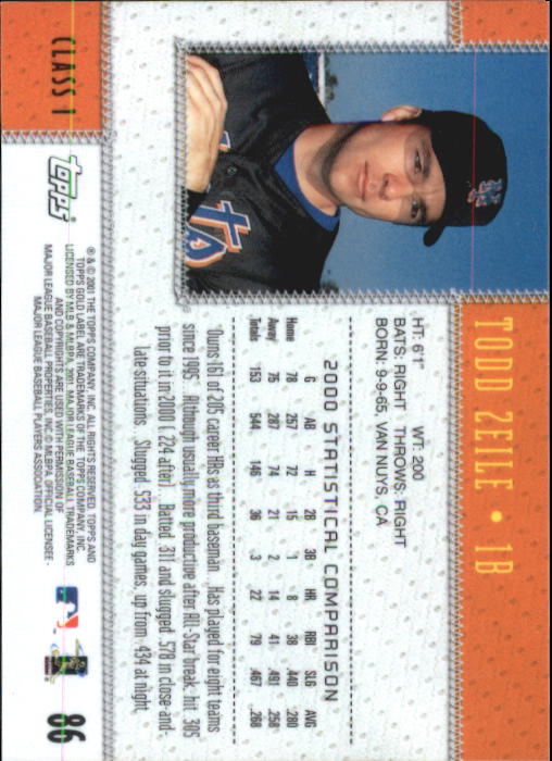 2001 Topps Gold Label Baseball - Picture 117 of 183