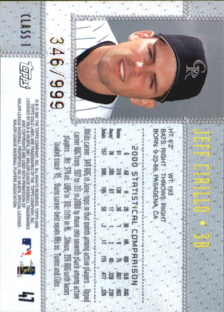 2001 Topps Gold Label Baseball - Picture 155 of 183