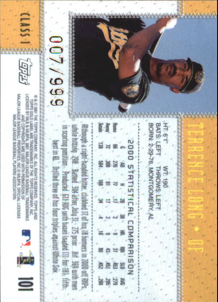 2001 Topps Gold Label Baseball - Picture 159 of 183