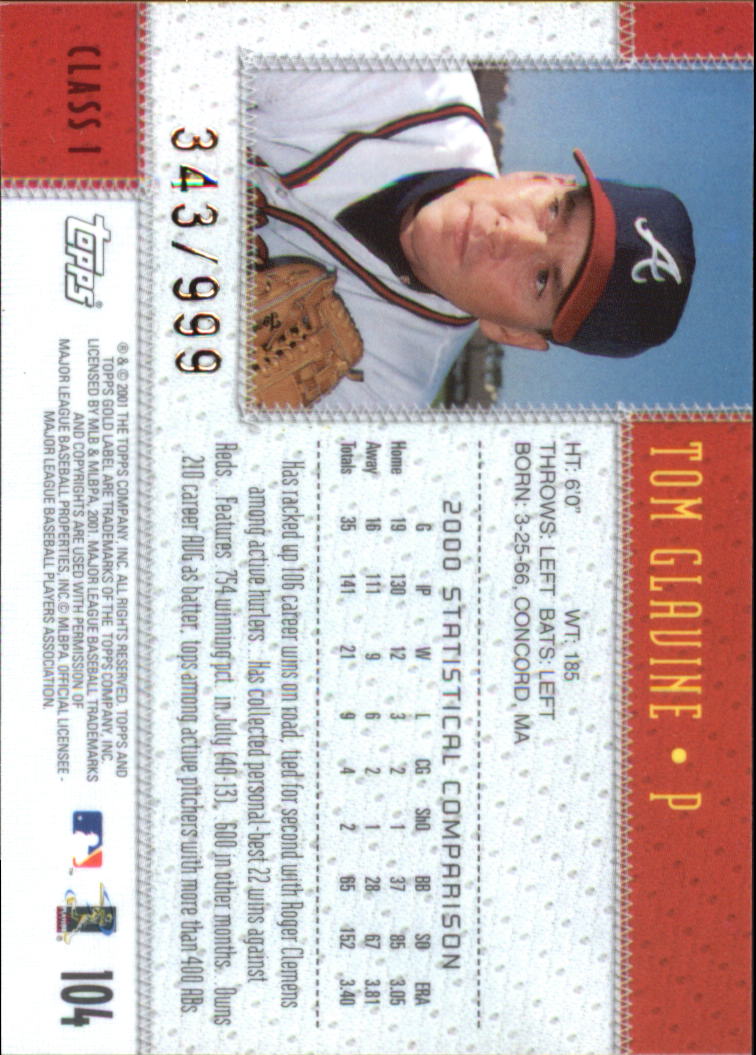 2001 Topps Gold Label Baseball - Picture 161 of 183