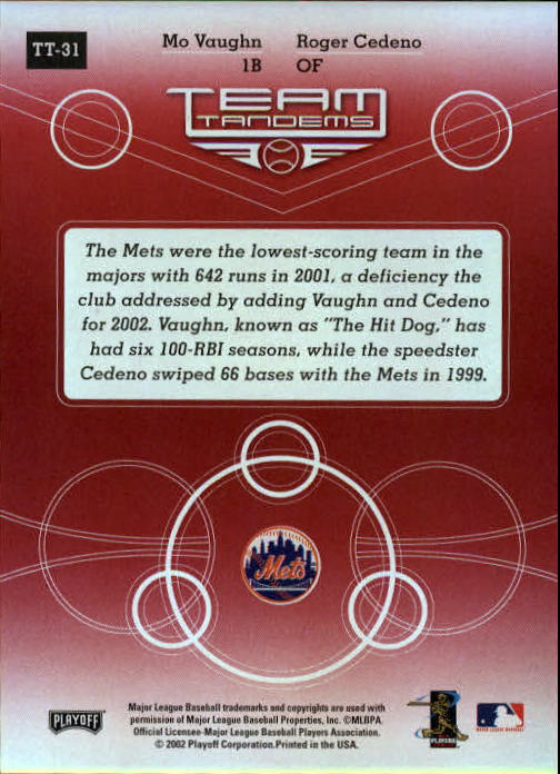 Carte "Inserisci e inserisci Parallelo" Baseball 2002 Memorabilia Assoluto - Foto 76 di 132
