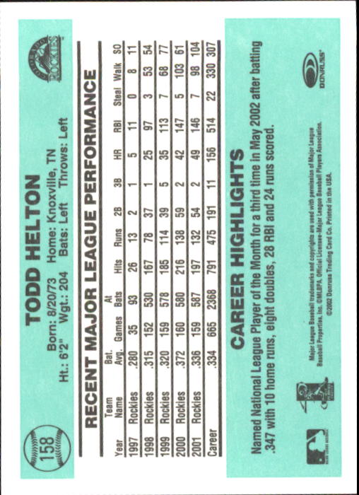 2002 Donruss Originals Baseball "Main Set" Cards #1 to #423 - Picture 127 of 323