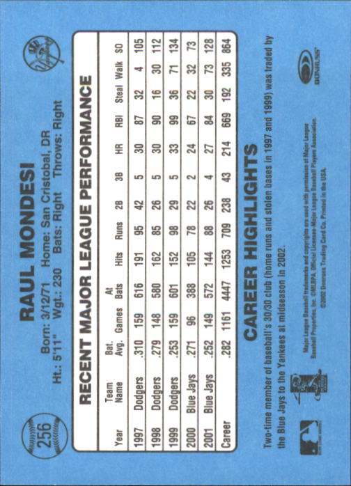 2002 Donruss Originals Baseball "Main Set" Cards #1 to #423 - Picture 201 of 323
