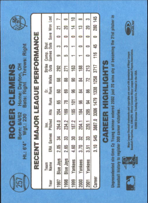 2002 Donruss Originals Baseball "Main Set" Cards #1 to #423 - Picture 203 of 323
