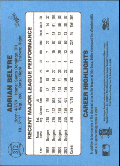 2002 Donruss Originals Baseball "Main Set" Cards #1 to #423 - Picture 243 of 323
