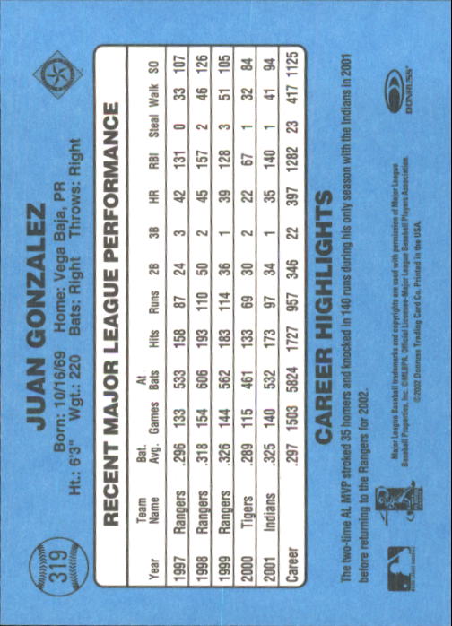 2002 Donruss Originals Baseball "Main Set" Cards #1 to #423 - Picture 249 of 323
