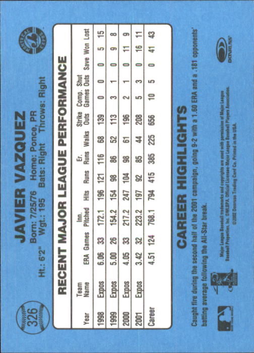 2002 Donruss Originals Baseball "Main Set" Cards #1 to #423 - Picture 255 of 323