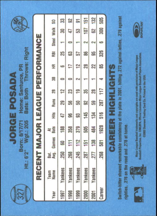 2002 Donruss Originals Baseball "Main Set" Cards #1 to #423 - Picture 257 of 323