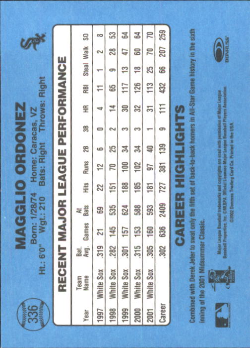 2002 Donruss Originals Baseball "Main Set" Cards #1 to #423 - Picture 265 of 323