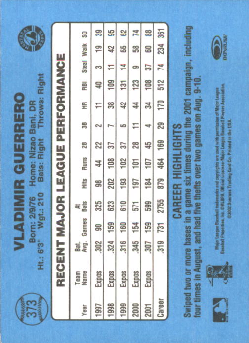 2002 Donruss Originals Baseball "Main Set" Cards #1 to #423 - Picture 289 of 323