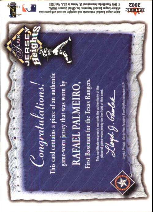 Carte ricordo Flair (Fleer) Baseball 2002 "Jersey Heights" - Foto 5 di 7